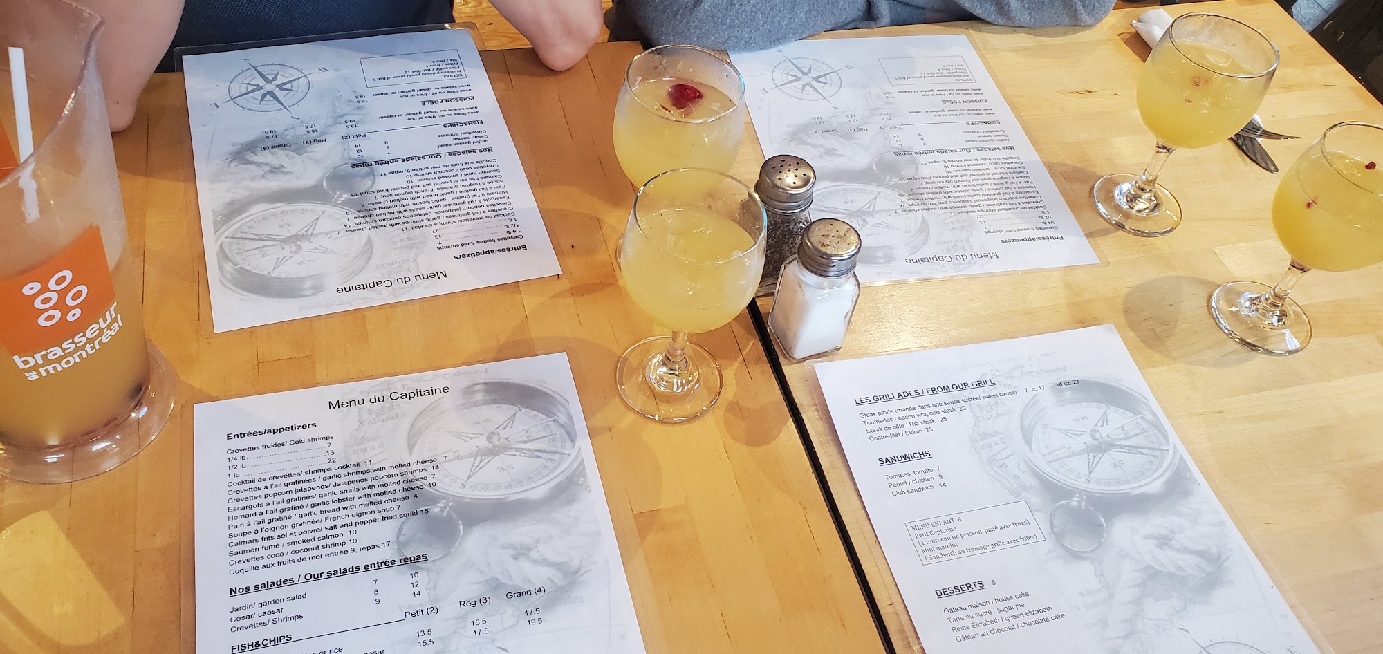 Restaurant Capitaine Pouf Menu