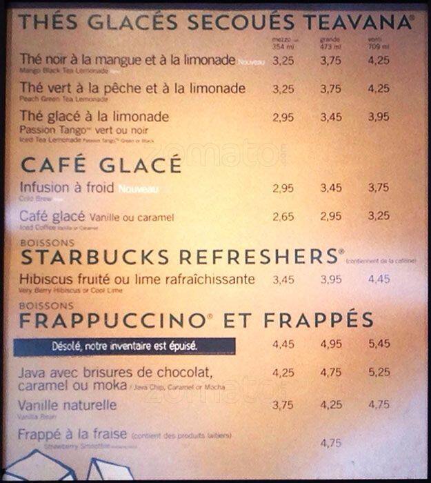 Starbucks Menu
