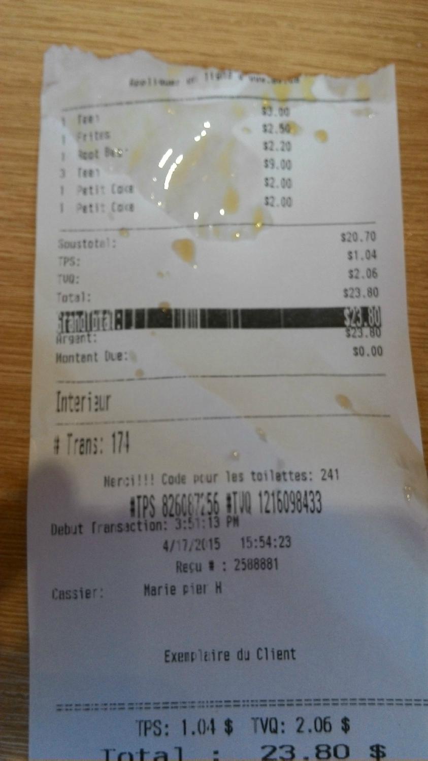 A&W Canada Menu