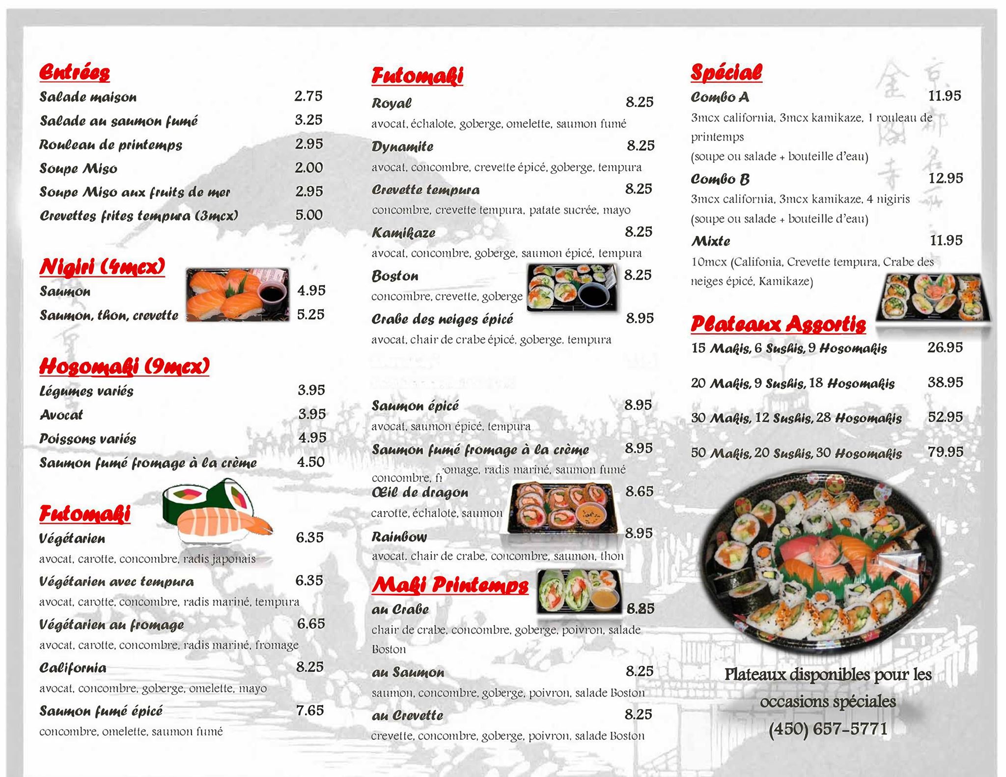 Maki Sushi Express Inc Menu