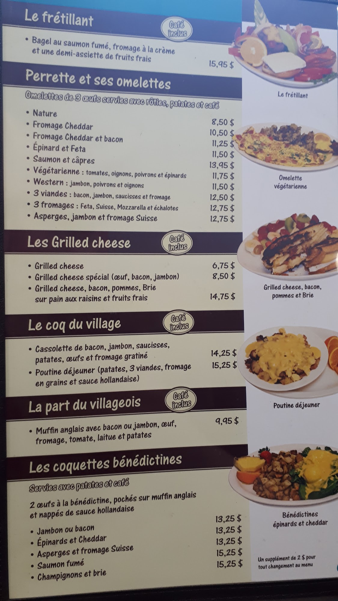 Bienvenue Chez Oeufs Menu
