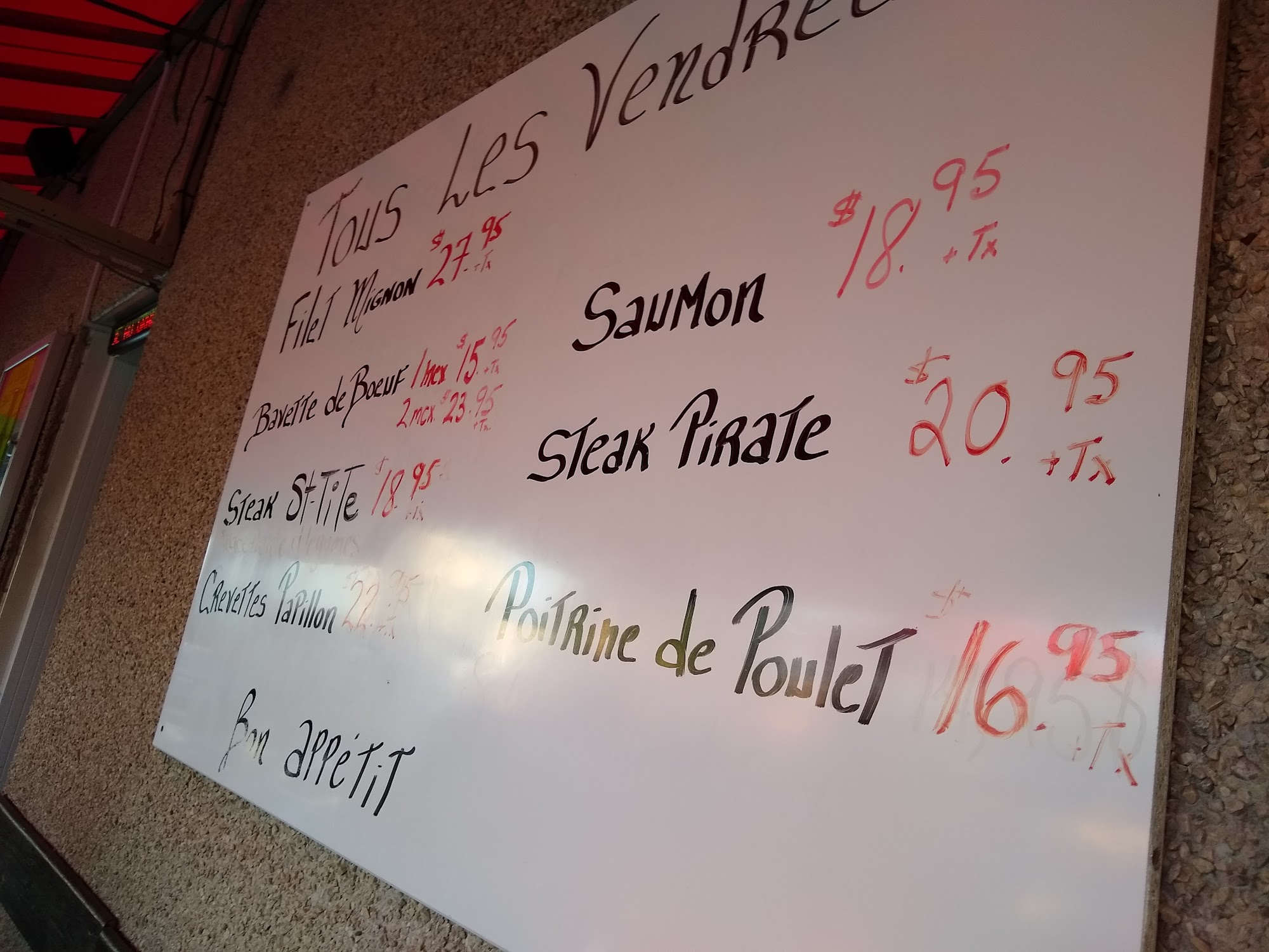 Bar Grand Tronc Menu