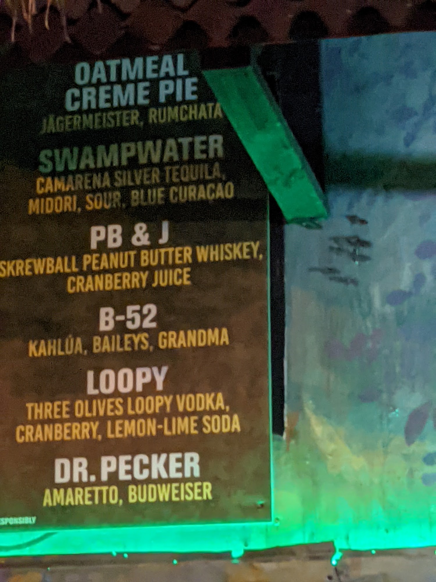 5 Points Saloon Menu