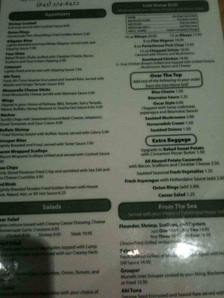 Railway Restaurant Menu