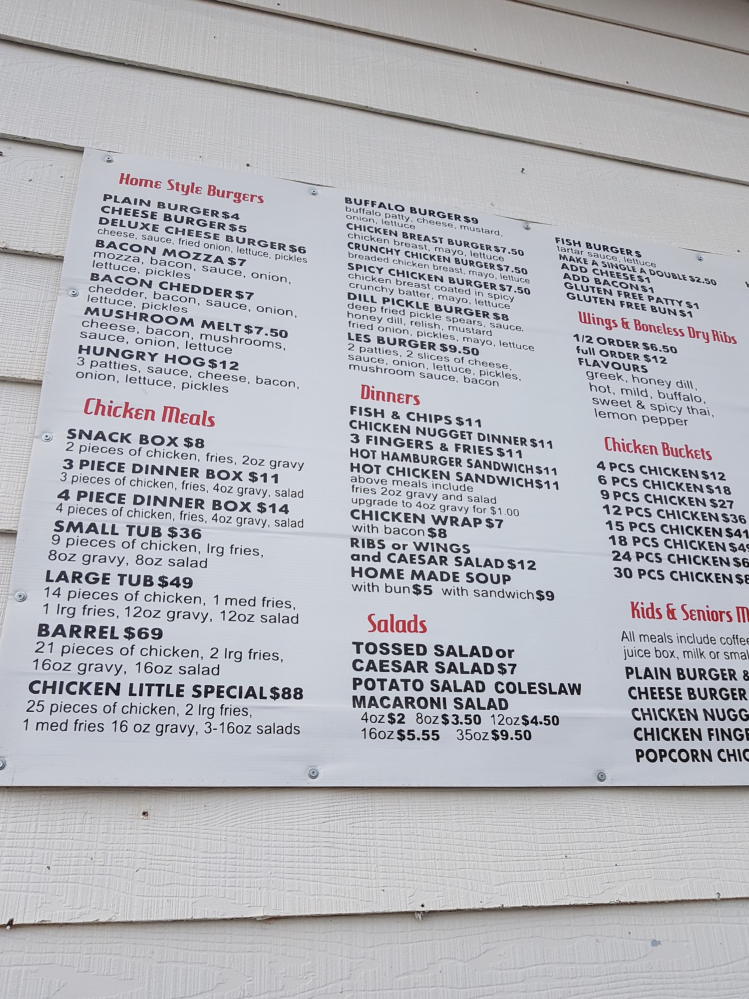 Chicken Little Menu