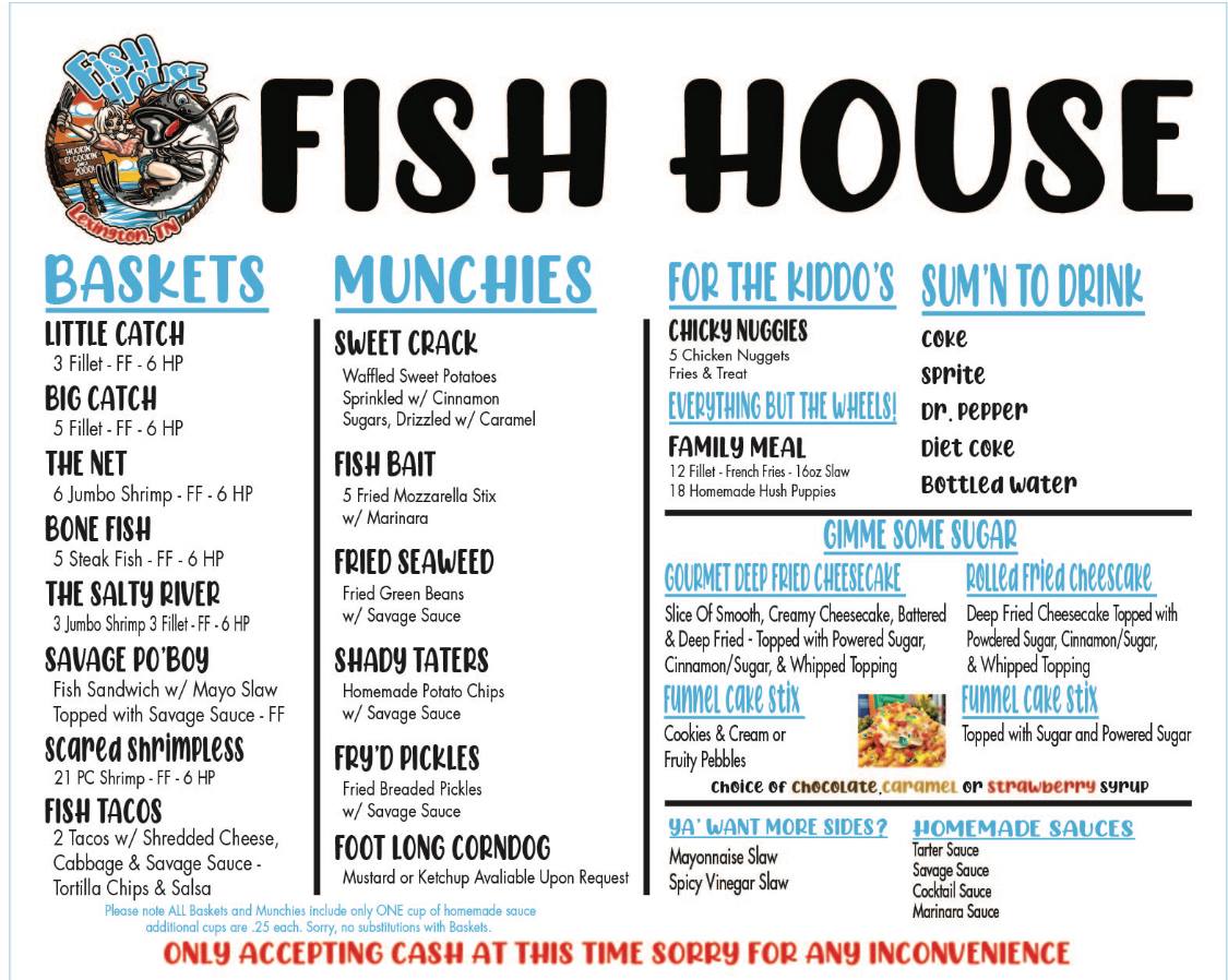Fish House Diner Menu