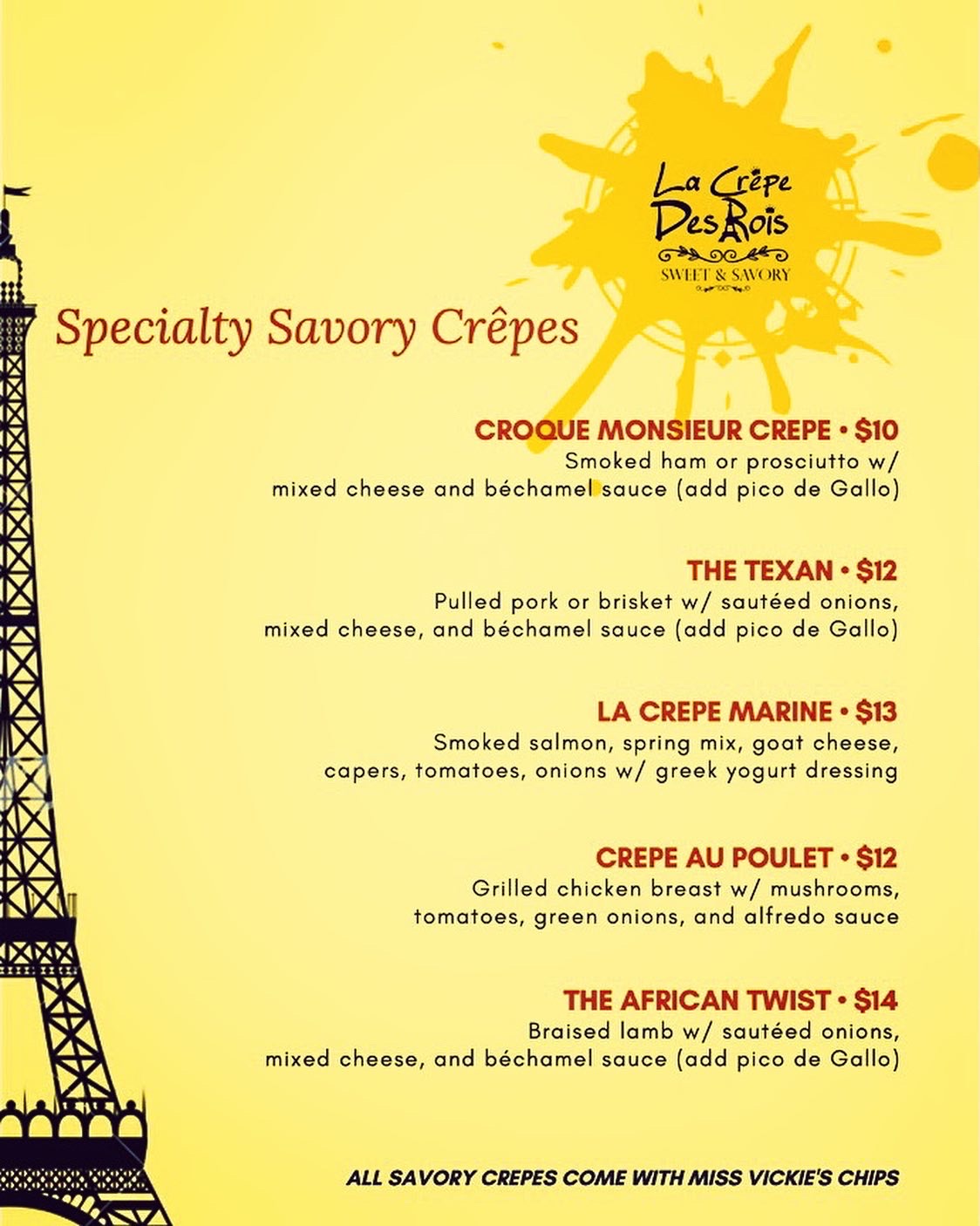 La Crêpe des Rois Menu