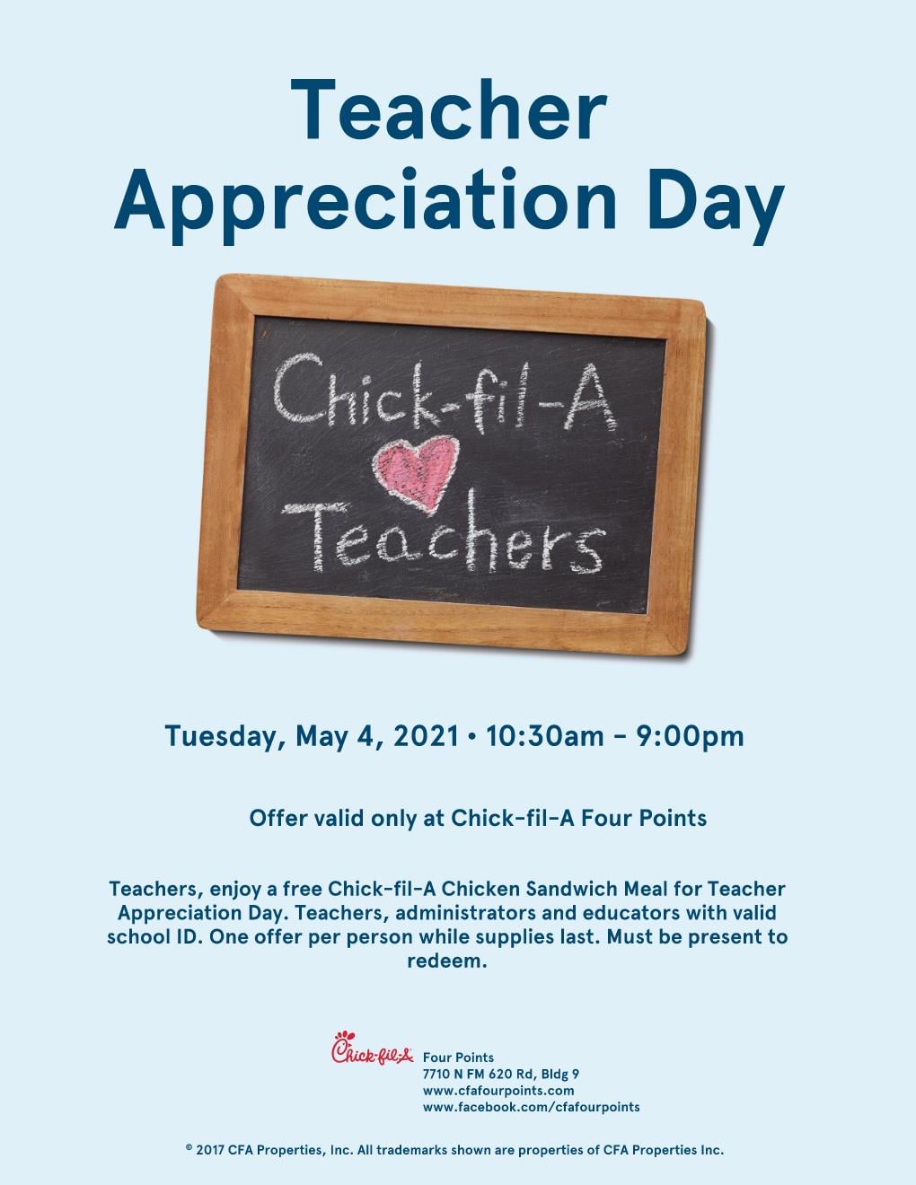 Chick-fil-A Four Points Menu