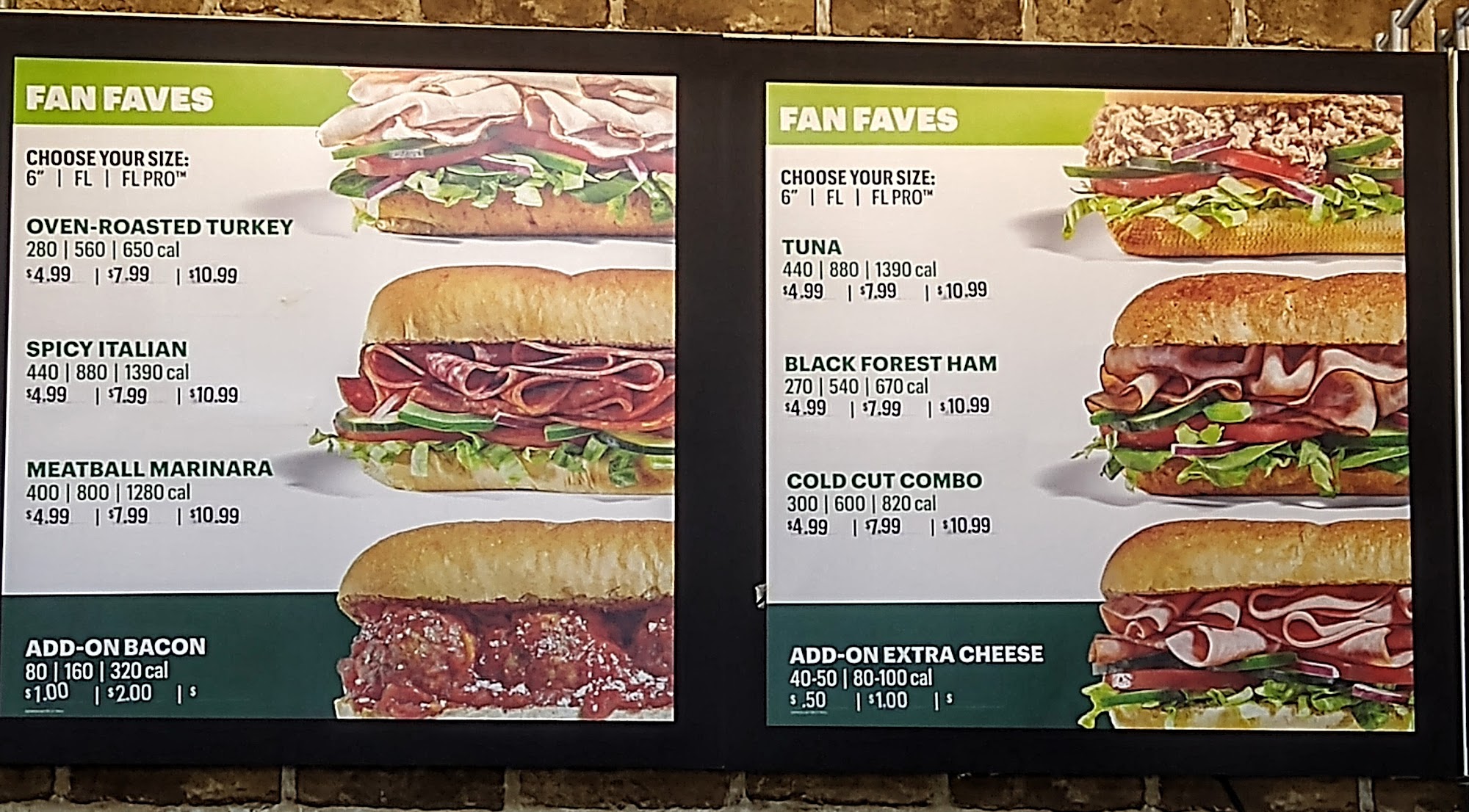 Subway Menu
