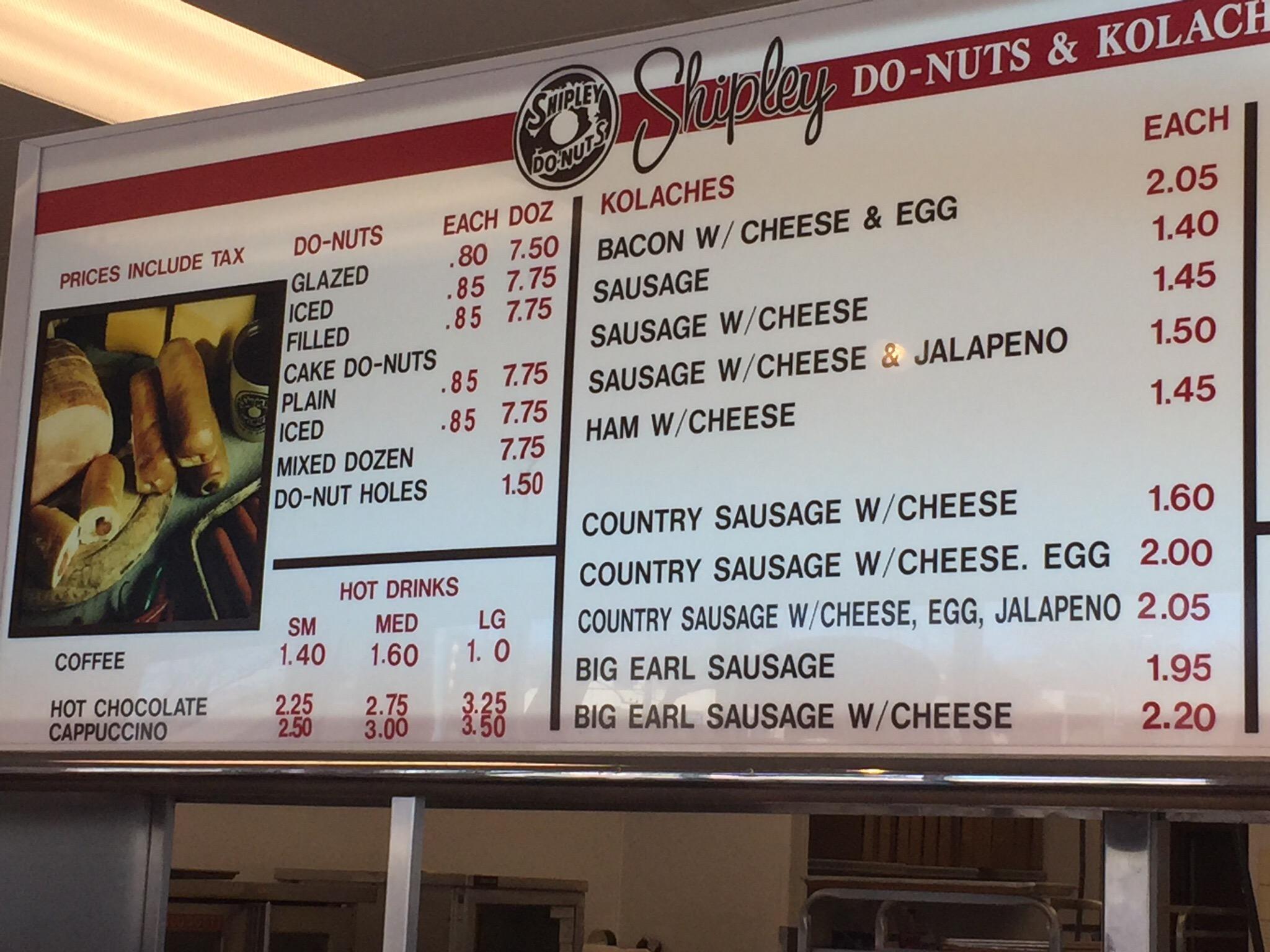 Shipley Do-Nuts Menu