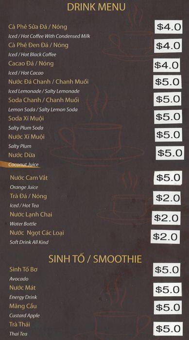 Bellaire Cafe Menu