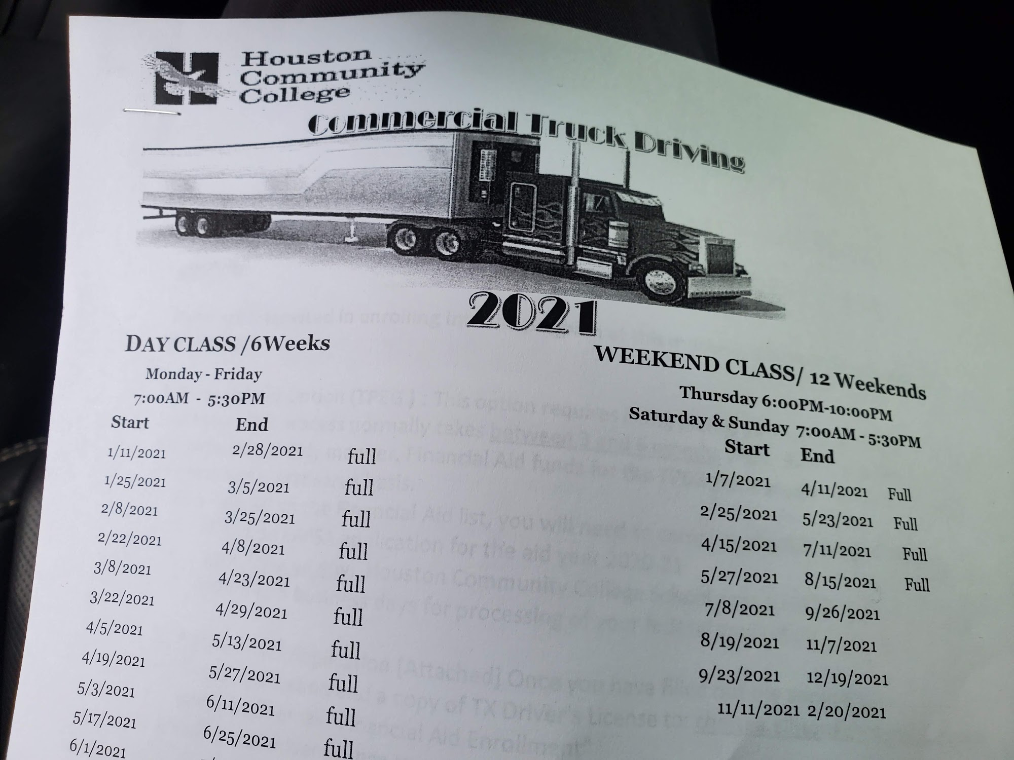HCC Commercial Truck Driving