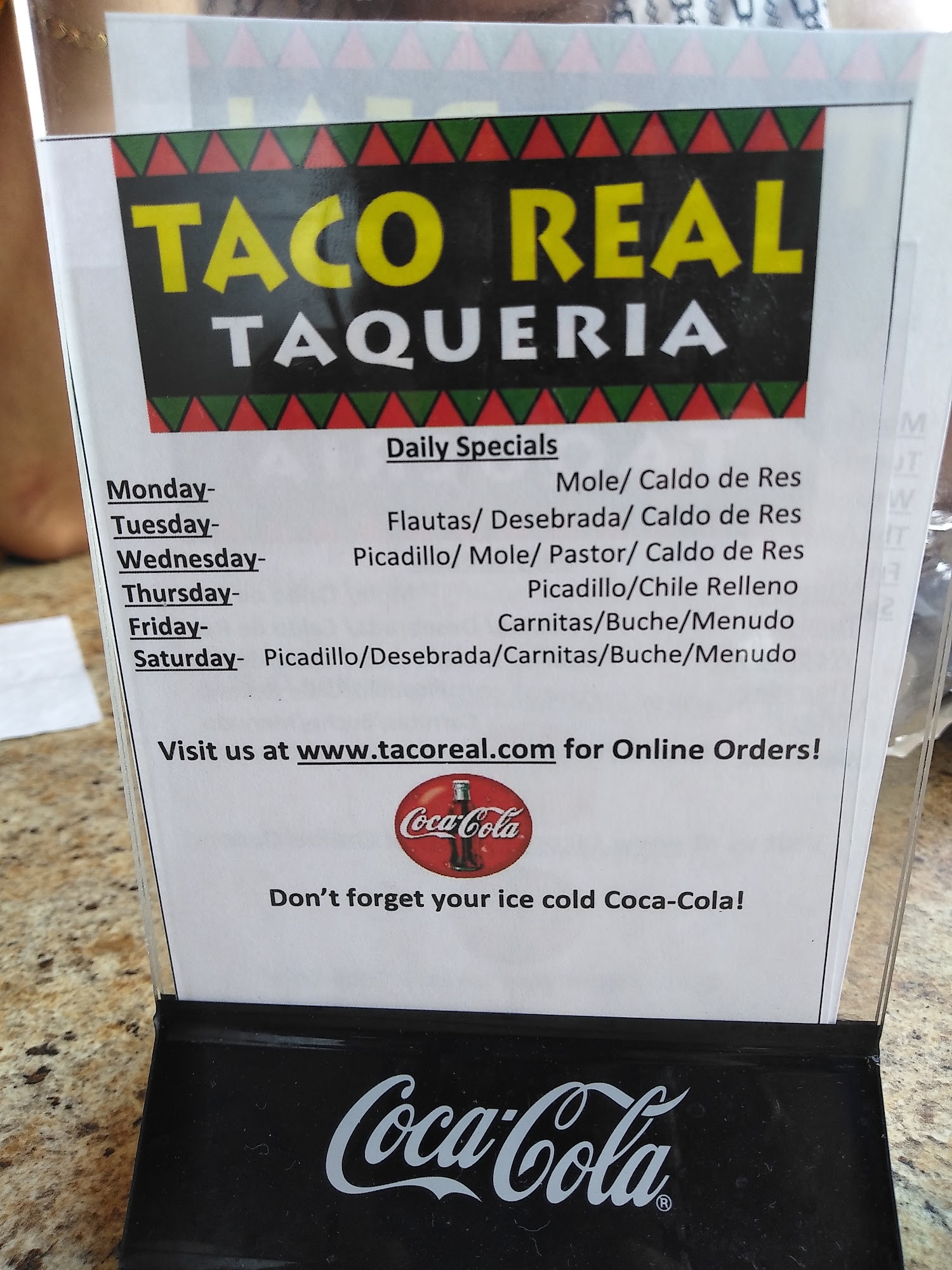 Taco Real Menu