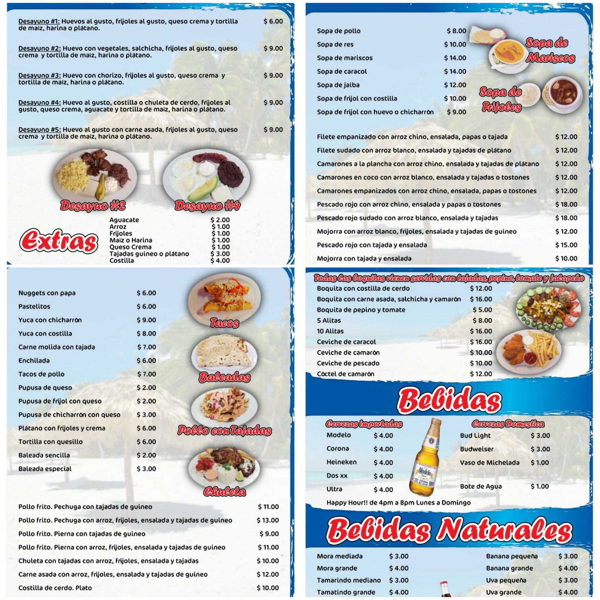 El Rinconsito de Tela Menu