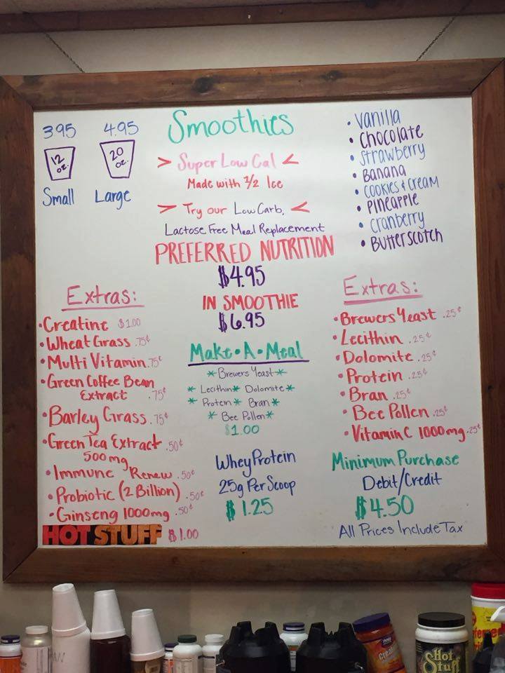 Dan's Vitamin House Menu