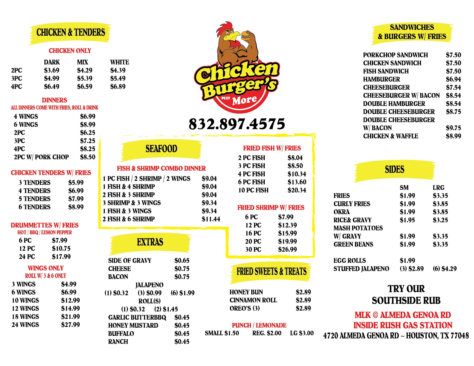 CHICKEN BURGERS PLUS MORE Menu