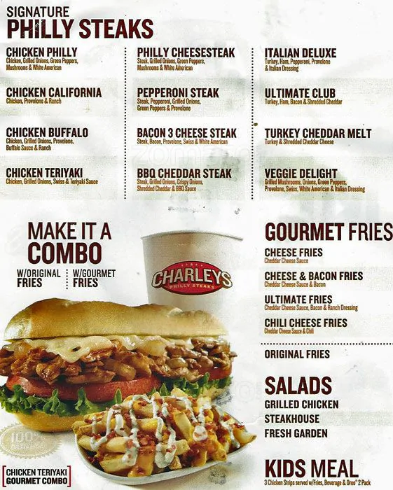 Charleys Cheesesteaks Menu