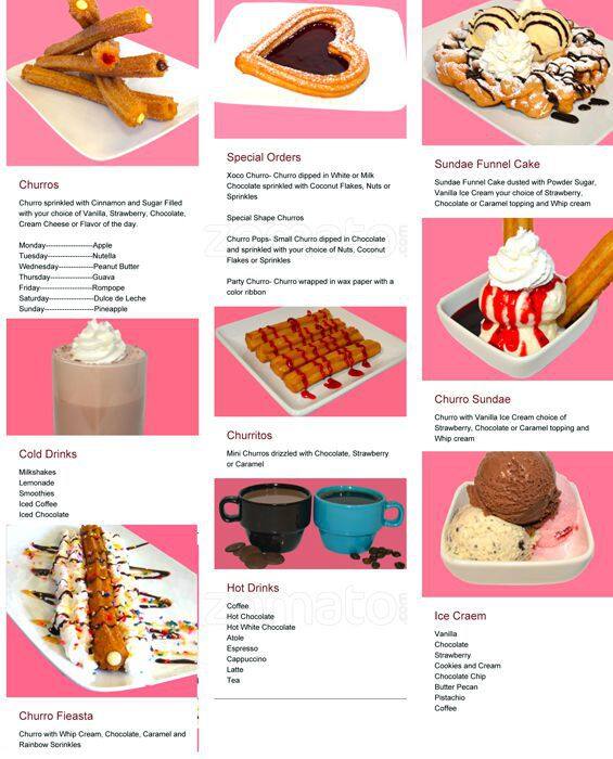 Churro Factory Menu