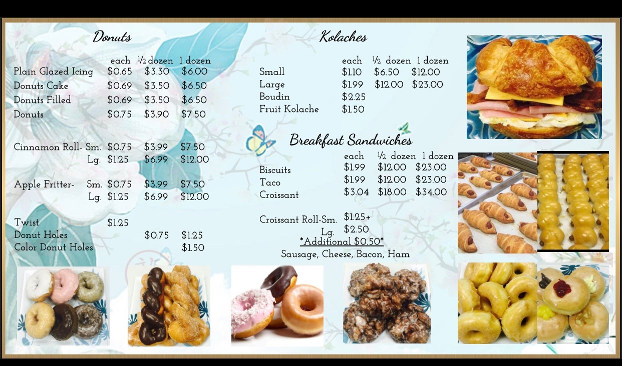 Mont Belvieu Donuts Menu