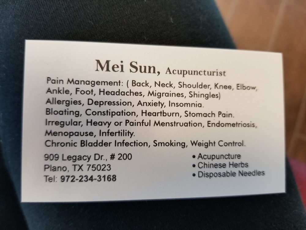 May's Acupuncture and Herbs - Mei Sun - Acupuncture - Plano