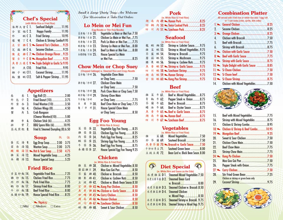 King Buffet Menu