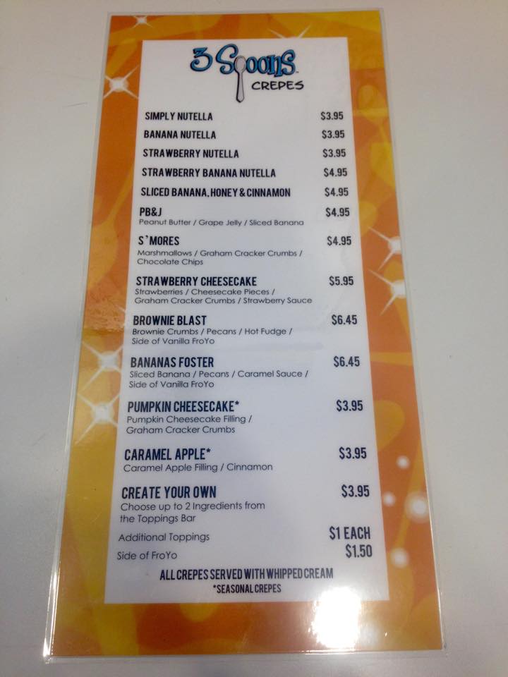 3 Spoons Yogurt Menu