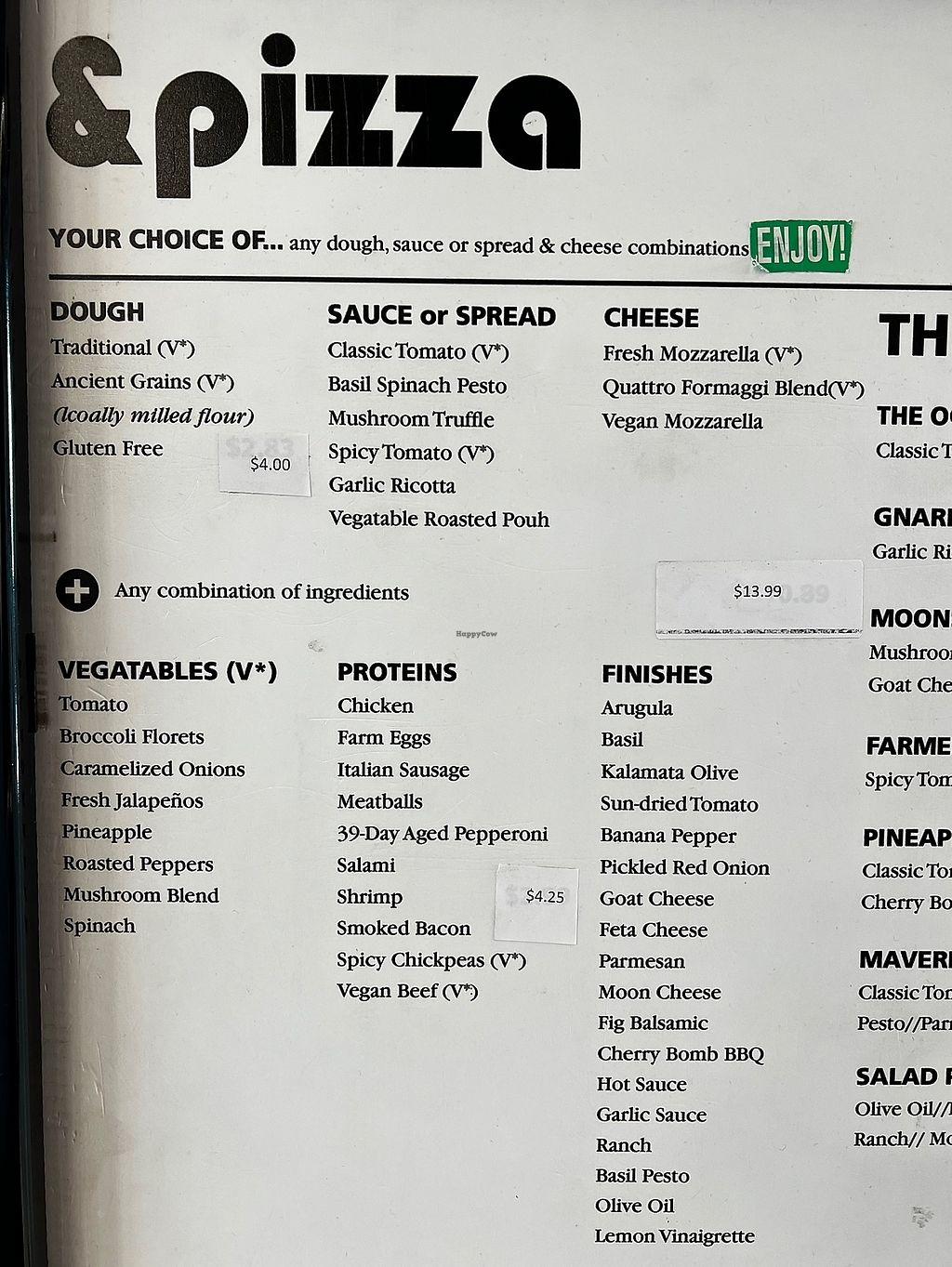 &Pizza Menu