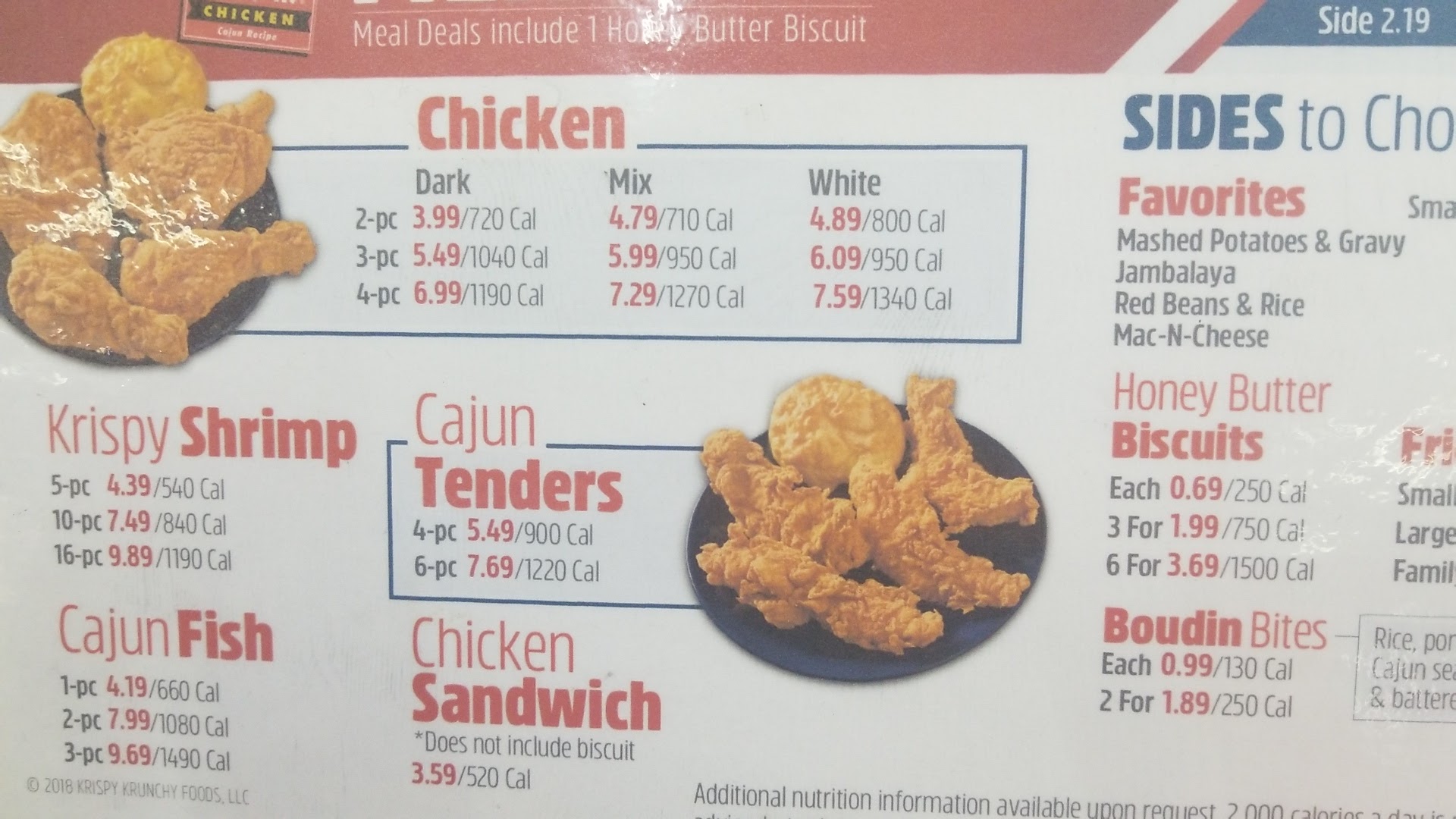 Krispy Krunchy Chicken Menu
