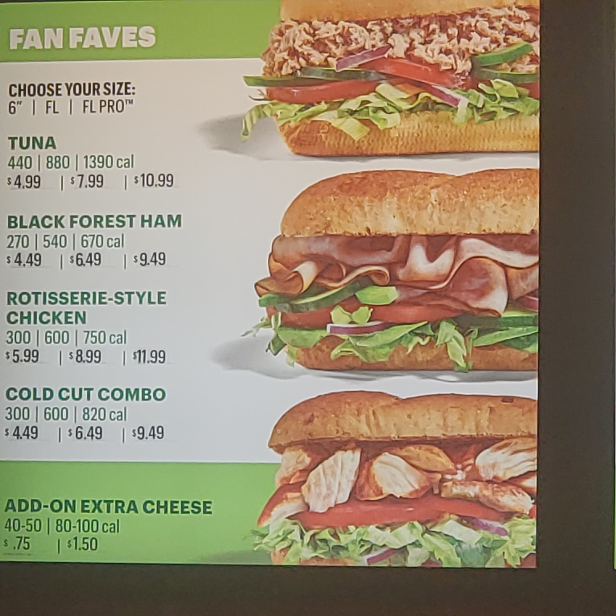Subway Menu
