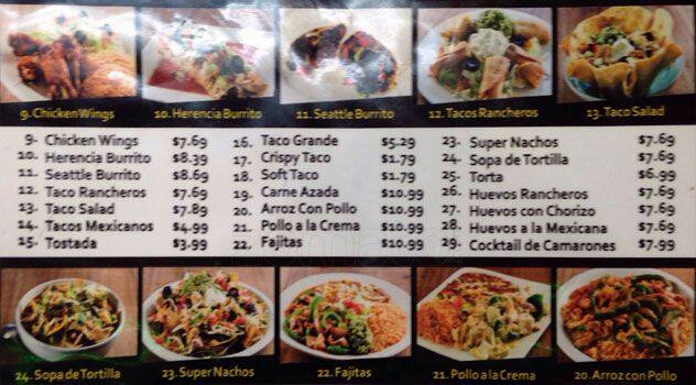 La Herencia Express Menu