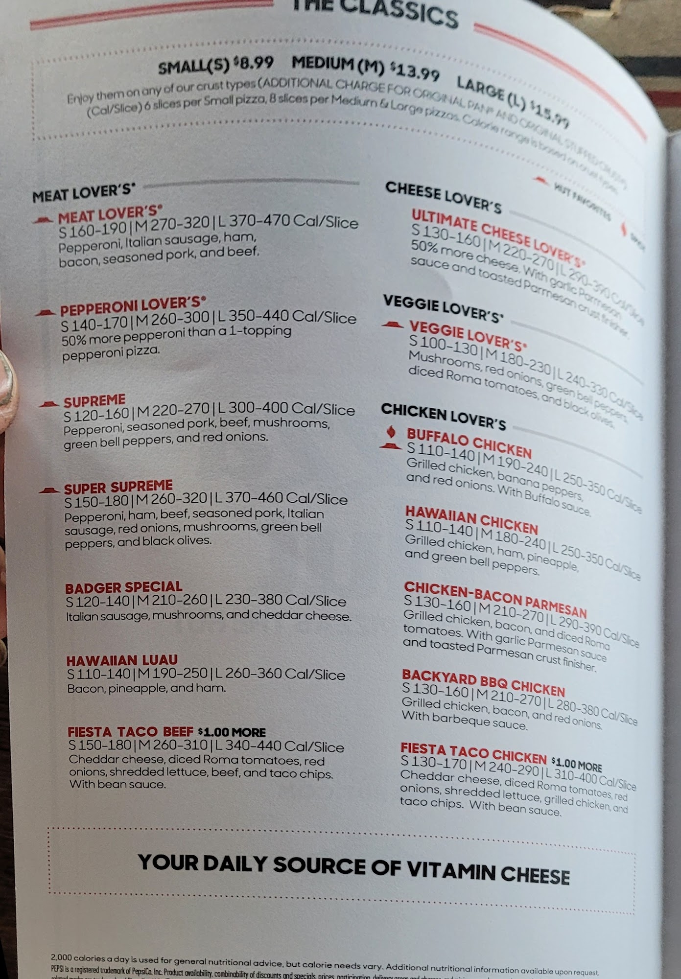 Pizza Hut Menu
