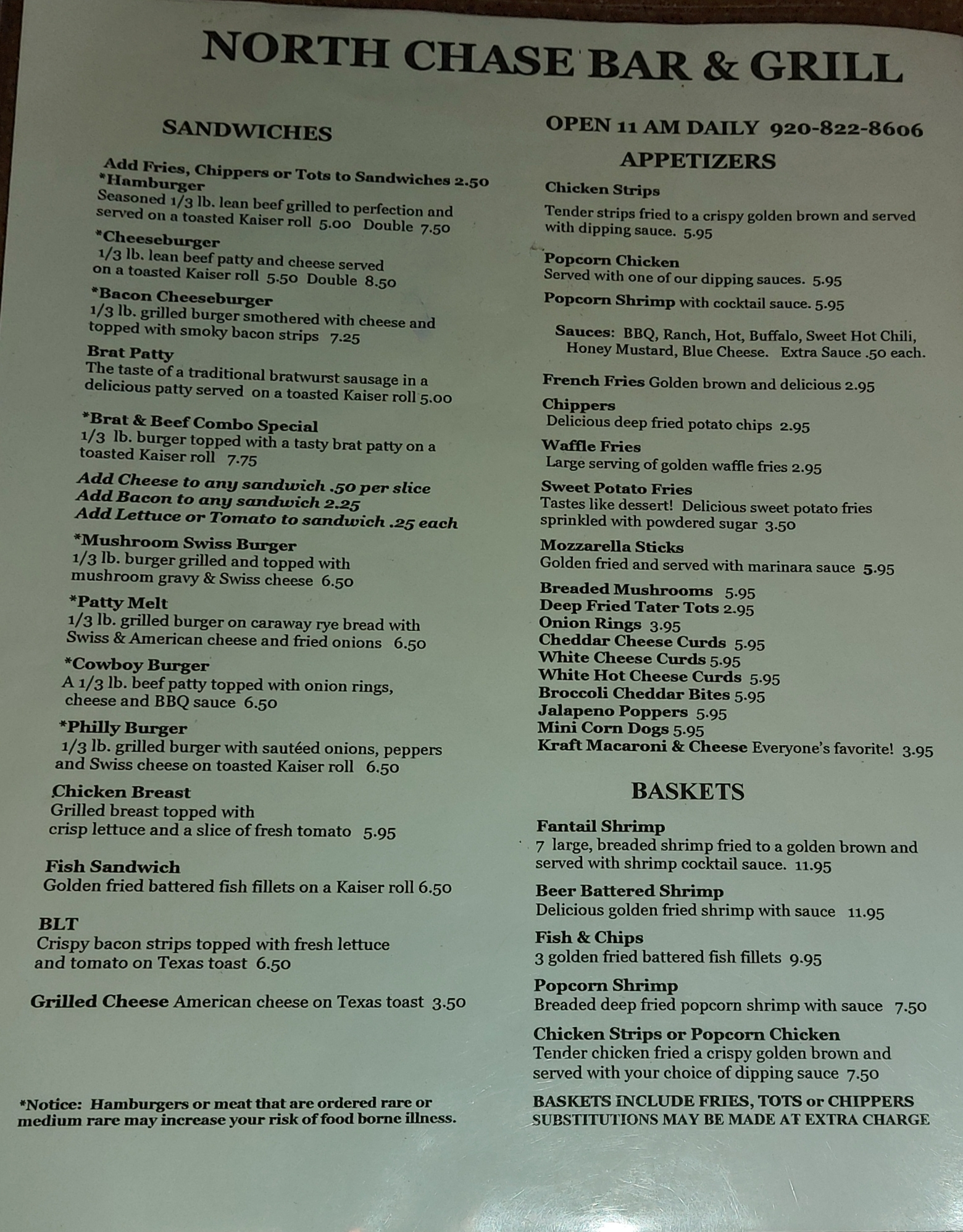 North Chase Bar & Grill, Sobieski - Menu, Reviews (94), Photos (22 ...