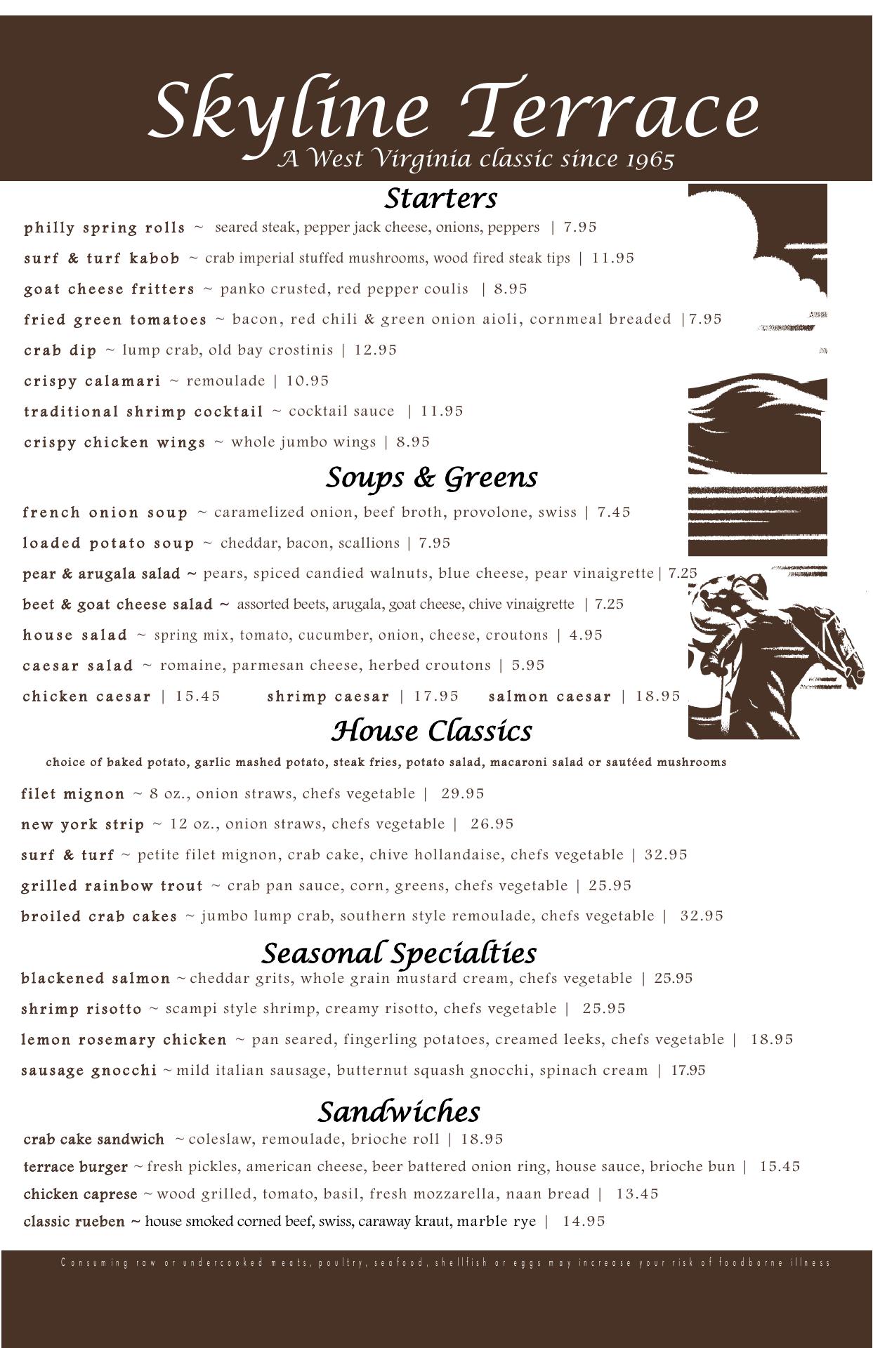 Skyline Terrace Menu