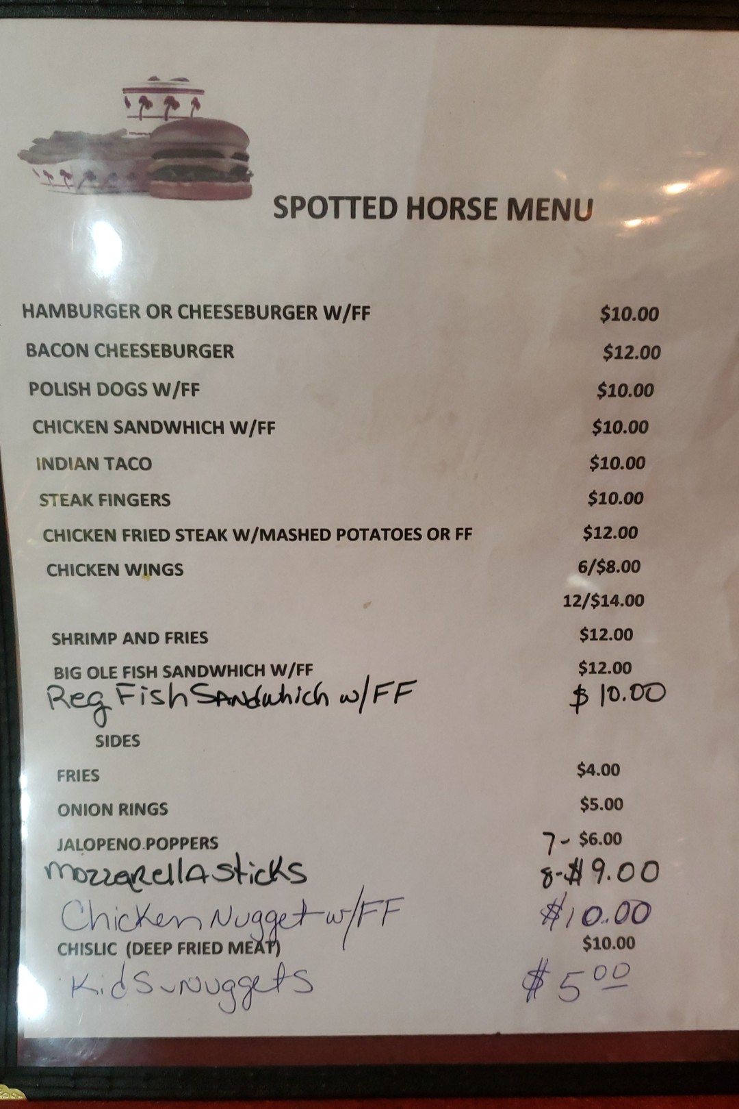 Spotted Horse Bar and Grill Menu