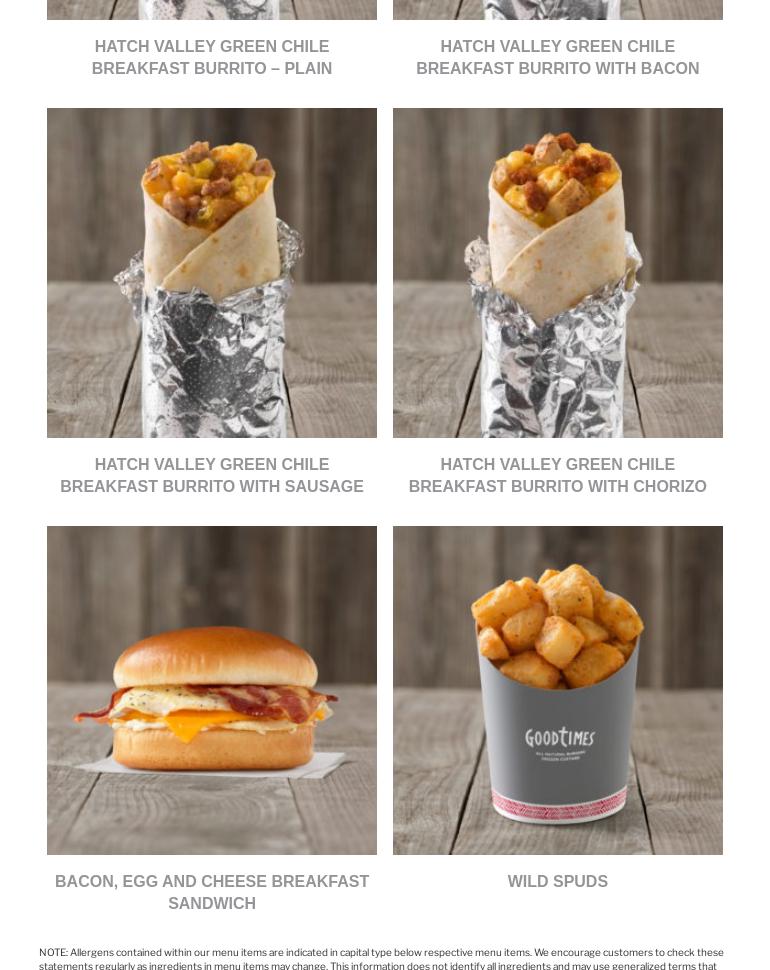 Good Times Burgers & Frozen Custard Menu